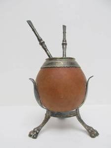 lot 93 image: Old Vintage Brazilian Gaucho Coconut Tea Kettle