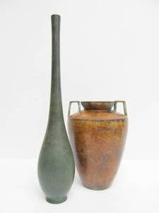 lot 101 image: Nice Vintage Patinated BronzeBrass Vases