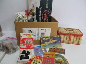 lot 135 image: Large Lot of Vintage Sewing Items Thimbles Needle Books etc