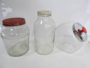 lot 149 image: 3 Large Vintage Glass Jars