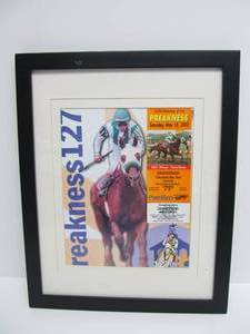 lot 167 image: Framed 2002 The PREAKNESS Program & Unused Ticket