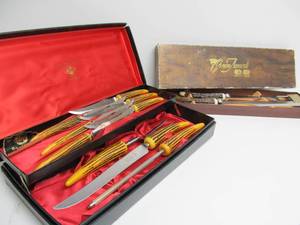 lot 170 image: Vintage Carving & Steak Knife Sets wCases
