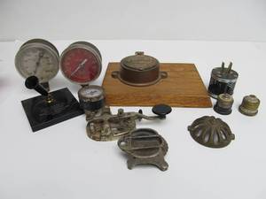 lot 173 image: Group of Vintage Industrial Gauges etc