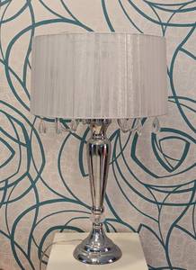 lot 23 image: Elegant Table Lamp with Hanging Crystals