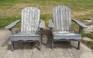 lot 55 image: Pair of Wood Adirondack Chairs