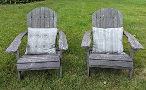 lot 56 image: Pair of Wood Adirondack Chairs