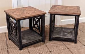 lot 111 image: Pair of Uttermost Spiro Wood End Tables