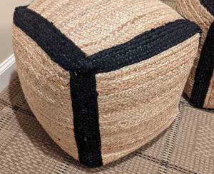 lot 113 image: Pair of Jute Poufs