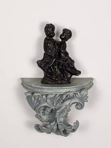 lot 58 image: Unique Wall Mount with Metal Two Person Statue