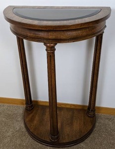 lot 17 image: Half-Round Glass Topped Entry Table