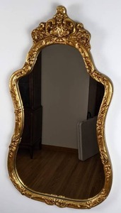 lot 31 image: Vintage J.A. Olson Permaflect Gold Crowned Top Wall Mirror