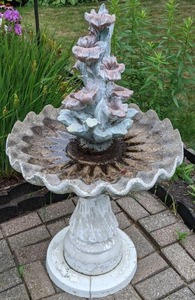 lot 2 image: Three-Piece Floral Bird Bath