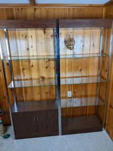lot 90 image: Wooden Cabinet with Glass Shelves