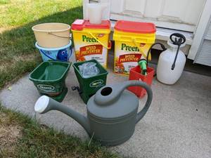 lot 98 image: Garden Supplies Sprayer, Weed Preventer, Watering Can, Buckets, and More 