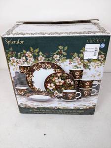 lot 131 image: Beautiful Sakura Splendor Burgundy 40-Piece Fine Stoneware Set (Service for 8)
