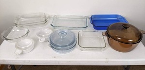 lot 147 image: Glass Pyrex Casserole Dishes, Glass Dutch Oven, Corning Ware