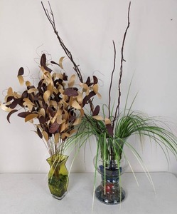 lot 153 image: Pair of Gorgeous Faux Flower Arrangements with Vases