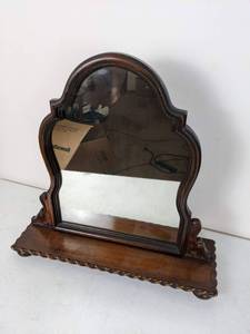 lot 161 image: Vintage Decorative Mirror with Wood Frame and Stand