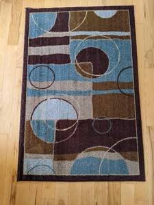 lot 164 image: Blue and Brown 60 x 39 Geometric Area Rug