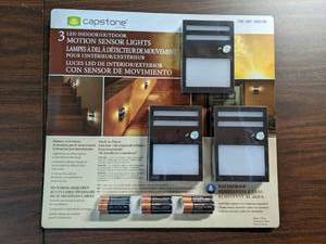 lot 172 image: NEW Capstone Pkg. of 3 LED IndoorOutdoor, Battery Operated, Motion Sensor Lights