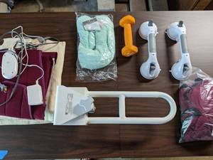 lot 176 image: Health & Medical Items Safety Handles, Cold & Heat Therapy (Healthometer, North American Health Wellness), 5 Lb. Weight, and More