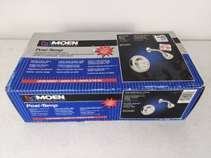 lot 137 image: Moen Posi-Temp Knob Handle and Shower (Showerhead, Arm, & Flange) - Chrome Finish