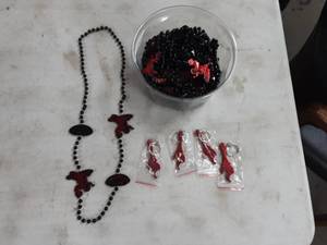 lot 219 image: 16 Fireball Bead Necklaces & 4-Bottle Opener Key Chains