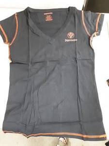 lot 35 image: NEW Black Jagermeister Ladies T-Shirt With Orange Top Stitching (Size SM)