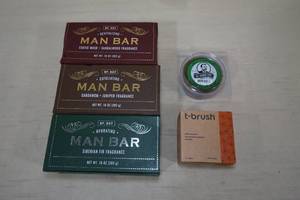 lot 64 image: Man Bar Soap, Shave Soap, Toothpaste Tablets