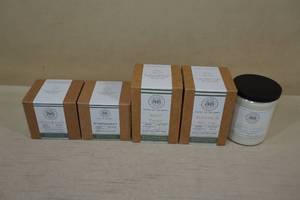 lot 66 image: Begonia and Bench Candle Set - Citrus, Mint, Lemon