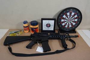 lot 154 image: DPMS Panther Carbine AR 15 Air Soft Rifle with Accessories
