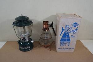 lot 161 image: Vintage Coleman Powerhouse Lantern and Inland 8 Cup Carafe