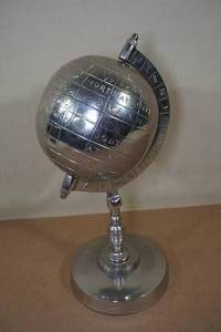 lot 241 image: Metal Engraved Terrestrial Geographical Globe