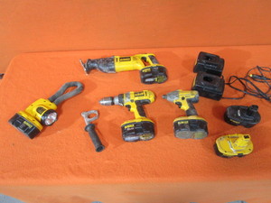 lot 60 image: 18v DeWalt Tools, Batteries, Chargers