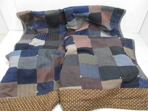 lot 46 image: Vintage Folk Art Quilt Made from Old Suits