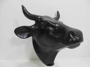 lot 13 image: Black Ceramic CowBull Ceramic Wall Hanging