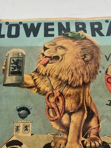 lot 8 image: Original 1930s era LOWENBRAU Oktoberfest Cardboard Beer Sign