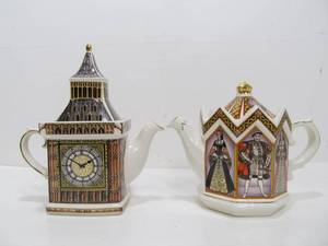 lot 68 image: 2 James Saddler Teapots - Big Ben & Henry the 8th wHis 6 Wives