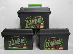 lot 80 image: 3 Unused ZOMBIE Ammo Canisters