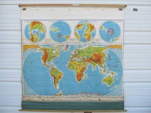 lot 103 image: Vintage 1950s Nystrom Pull-Down World Map