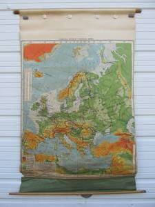 lot 104 image: Vintage Nystrom Pull-Down School Map of Europe