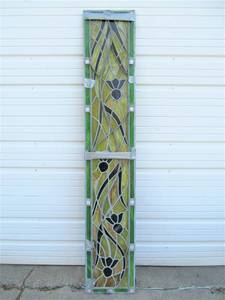 lot 107 image: Tall Vintage Heavy Stained Glass Window or Sidelight Window