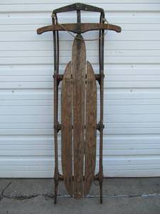 lot 108 image: Old Vintage Wooden Snow Sled