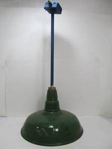 lot 111 image: Large 1930s era GOODRICH Industrial Green Porcelain Light Fixture