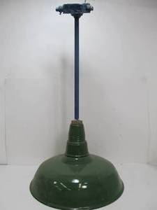 lot 112 image: Large 1930s era GOODRICH Industrial Green Porcelain Light Fixture