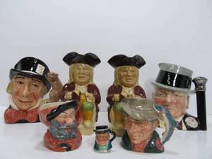 lot 117 image: Nice Group of Vintage Toby Mugs etc