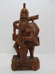 lot 146 image: Vintage Hand Carved Wood Oriental Figural Sculptural