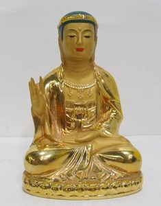 lot 180 image: Vintage Hand Painted Gold Buddha Figure