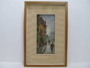 lot 196 image: Original Mid Century Abstract Oil Painting City Scene Signed