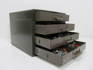 lot 202 image: Vintage Industrial Green Steel Small HardwareParts Cabinet
